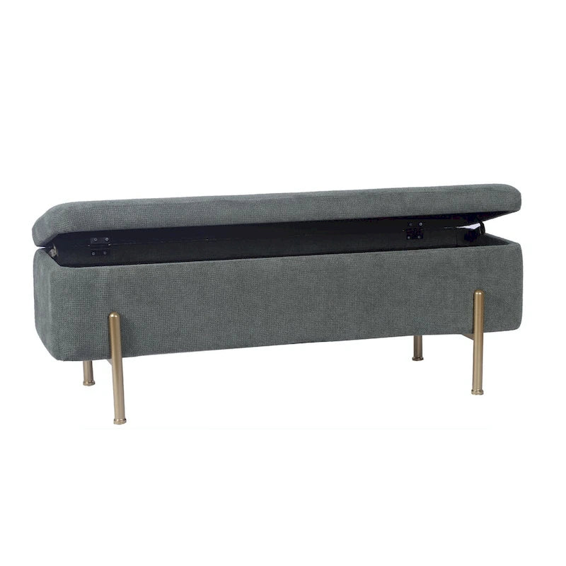 Banc de rangement rectangulaire rembourré avec assise capitonnée et coffre de rangement