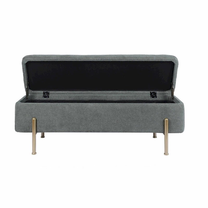 Banc de rangement rectangulaire rembourré avec assise capitonnée et coffre de rangement
