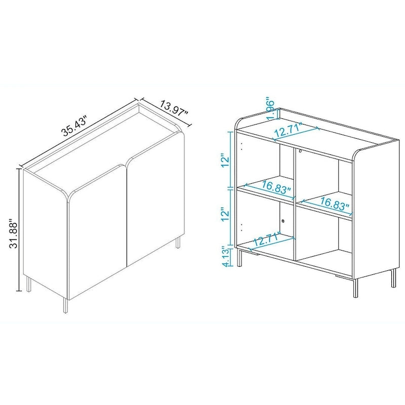 Meuble d'appoint Bogardus de Manhattan Comfort, style moderne du milieu du siècle, lot de 2
