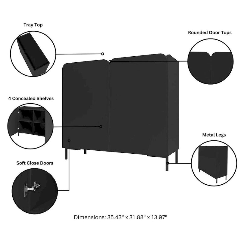 Meuble d'appoint Bogardus de Manhattan Comfort, style moderne du milieu du siècle, lot de 2