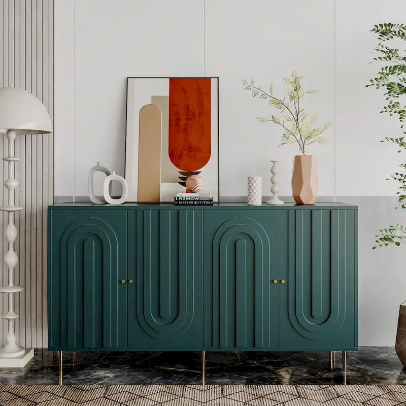 Modern Lacquered 4 Door Wooden Cabinet