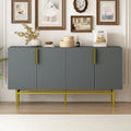TREXM Buffet moderne élégant à 4 portes avec poignées en métal doré pour salle à manger, salon, chambre, couloir