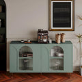 Meuble d'appoint – Buffet/Bahut en bois laqué avec 4 portes vitrées – Armoire de rangement pour salon