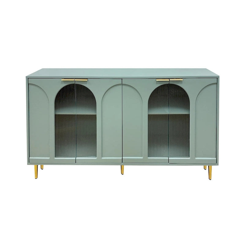 Meuble d'appoint – Buffet/Bahut en bois laqué avec 4 portes vitrées – Armoire de rangement pour salon