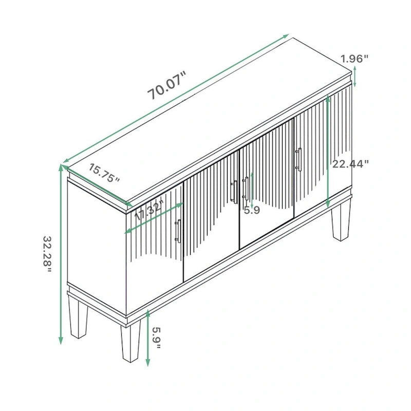 70.07Grand Cabinet à 4 Portes, Idéal pour le Salon, la Cuisine, la Chambre et le Couloir (Champagne)