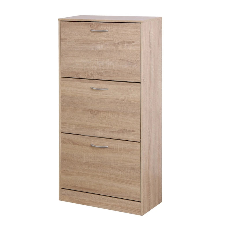 Meuble à chaussures 3 tiroirs, Organisateur de rangement pour chaussures en bois à 3 niveaux pour l'entrée