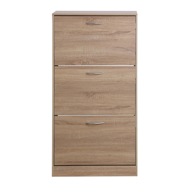 Meuble à chaussures 3 tiroirs, Organisateur de rangement pour chaussures en bois à 3 niveaux pour l'entrée