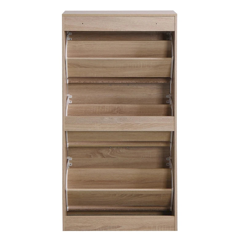 Meuble à chaussures 3 tiroirs, Organisateur de rangement pour chaussures en bois à 3 niveaux pour l'entrée