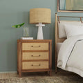 Commode Mesa 3 tiroirs en bois massif et rotin