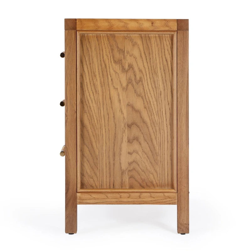 Commode Mesa 3 tiroirs en bois massif et rotin