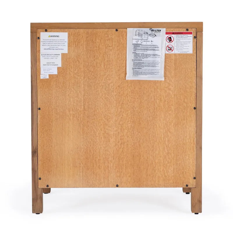 Commode Mesa 3 tiroirs en bois massif et rotin