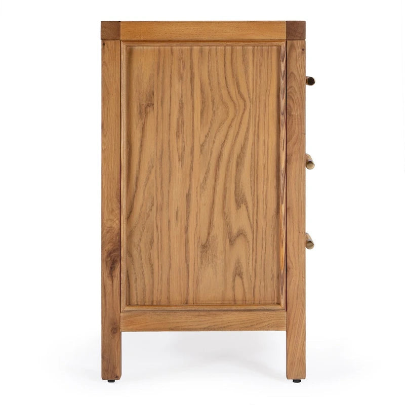 Commode Mesa 3 tiroirs en bois massif et rotin