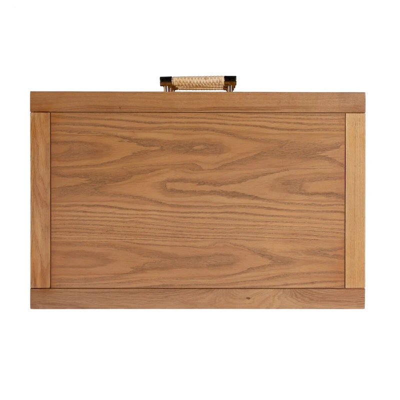 Commode Mesa 3 tiroirs en bois massif et rotin