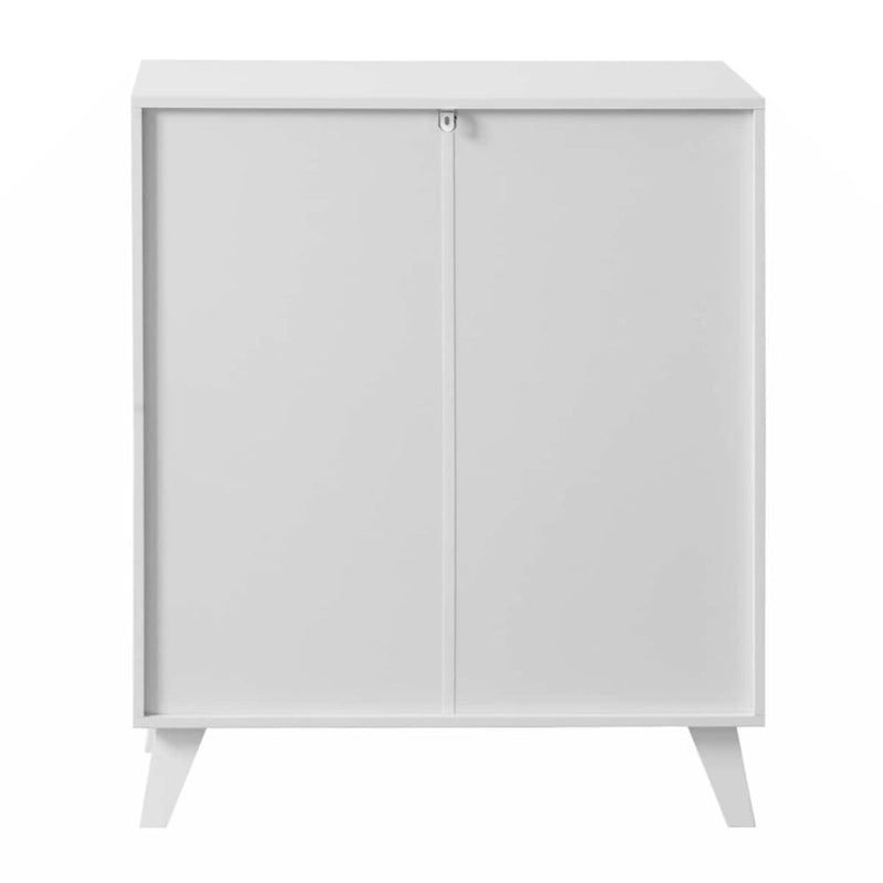 Meuble de rangement moderne pour salle de bain avec 2 portes en verre et étagère réglable Blanc