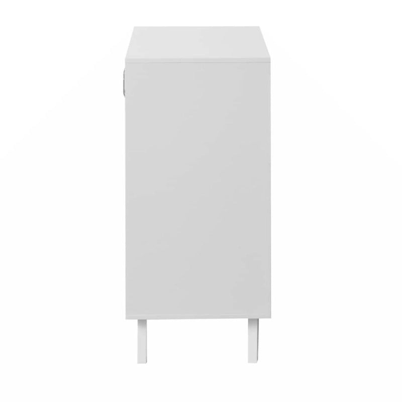 Meuble de rangement moderne pour salle de bain avec 2 portes en verre et étagère réglable Blanc