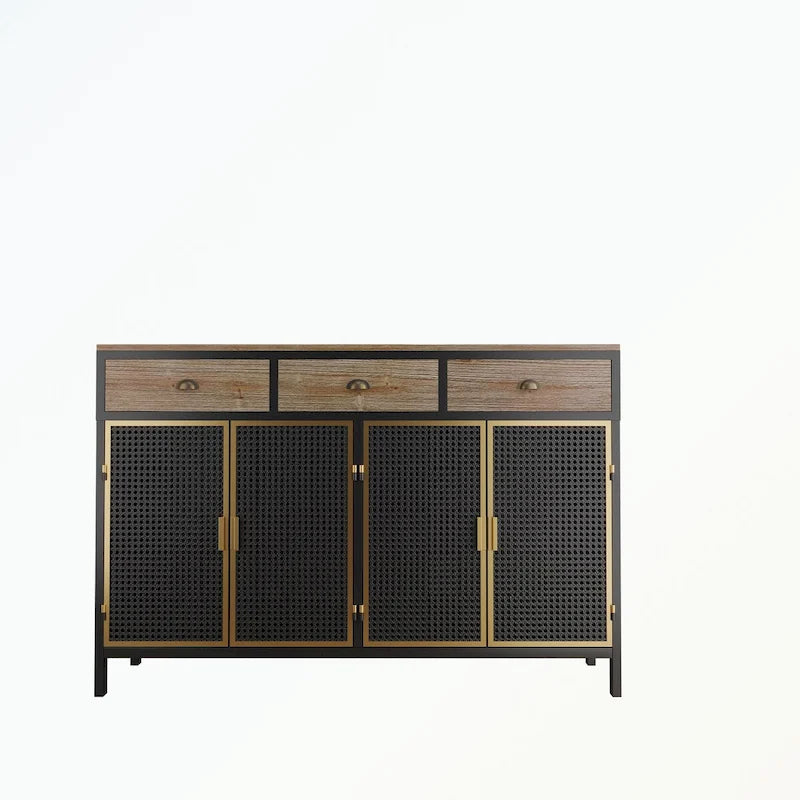 Bahut moderne 4 portes avec 3 tiroirs supérieurs