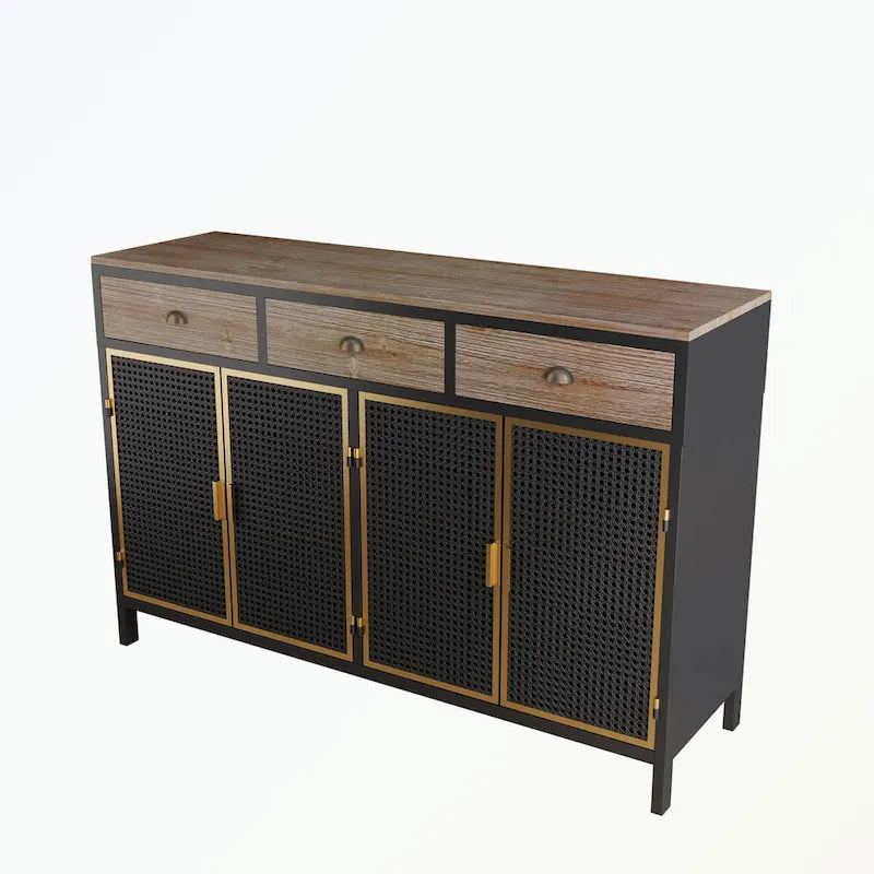 Bahut moderne 4 portes avec 3 tiroirs supérieurs