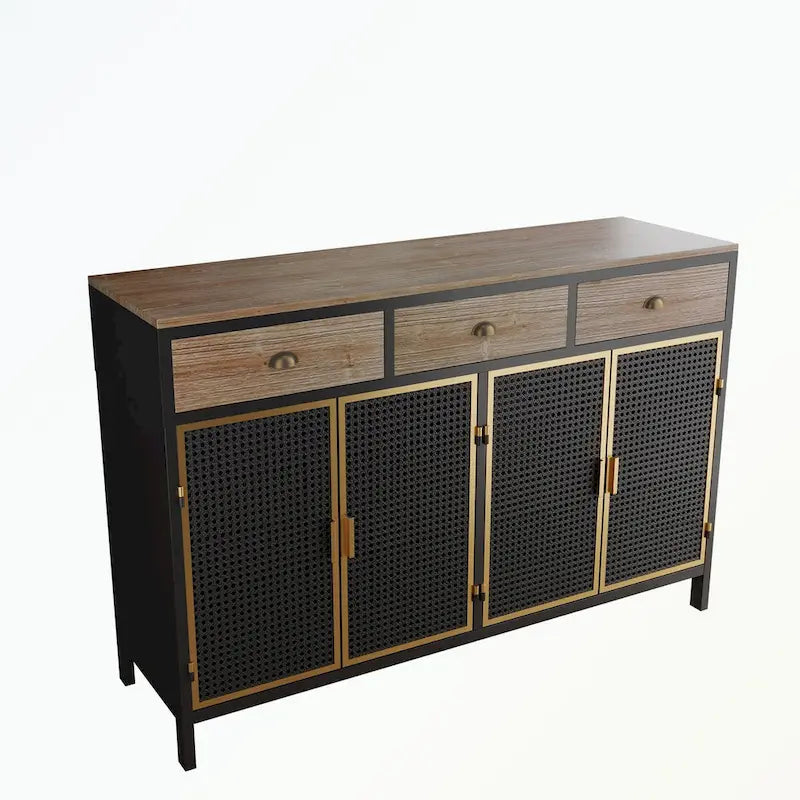 Bahut moderne 4 portes avec 3 tiroirs supérieurs