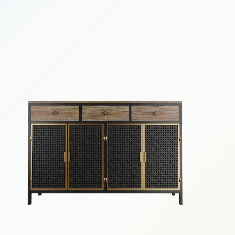 Bahut moderne 4 portes avec 3 tiroirs supérieurs