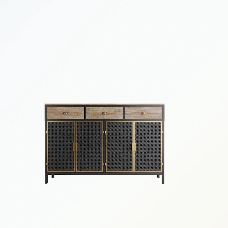 Bahut moderne 4 portes avec 3 tiroirs supérieurs