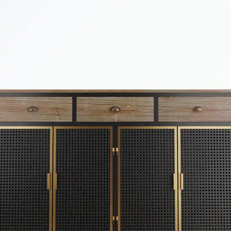 Bahut moderne 4 portes avec 3 tiroirs supérieurs