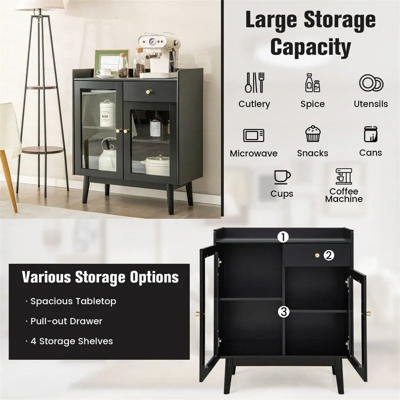 Buffet noir avec rangement – 16P x 31,5L x 37H