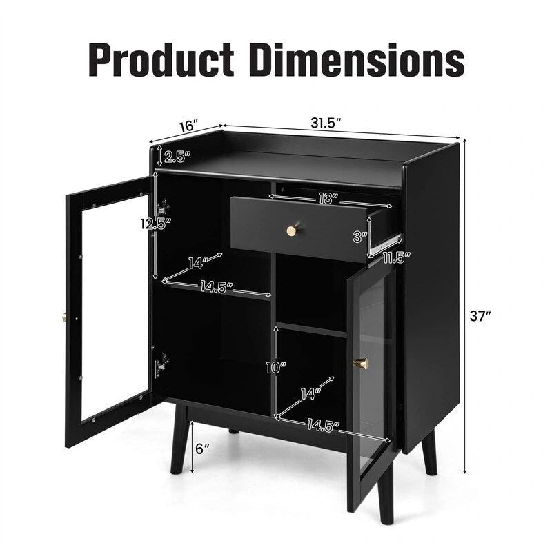 Buffet noir avec rangement – 16P x 31,5L x 37H