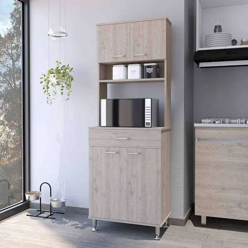 Meuble de rangement Piacenza, deux portes doubles, finition gris clair, haute qualité et durable