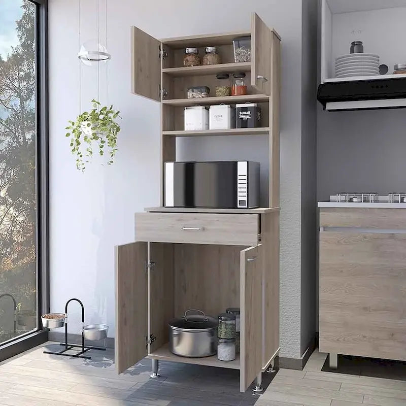 Meuble de rangement Piacenza, deux portes doubles, finition gris clair, haute qualité et durable