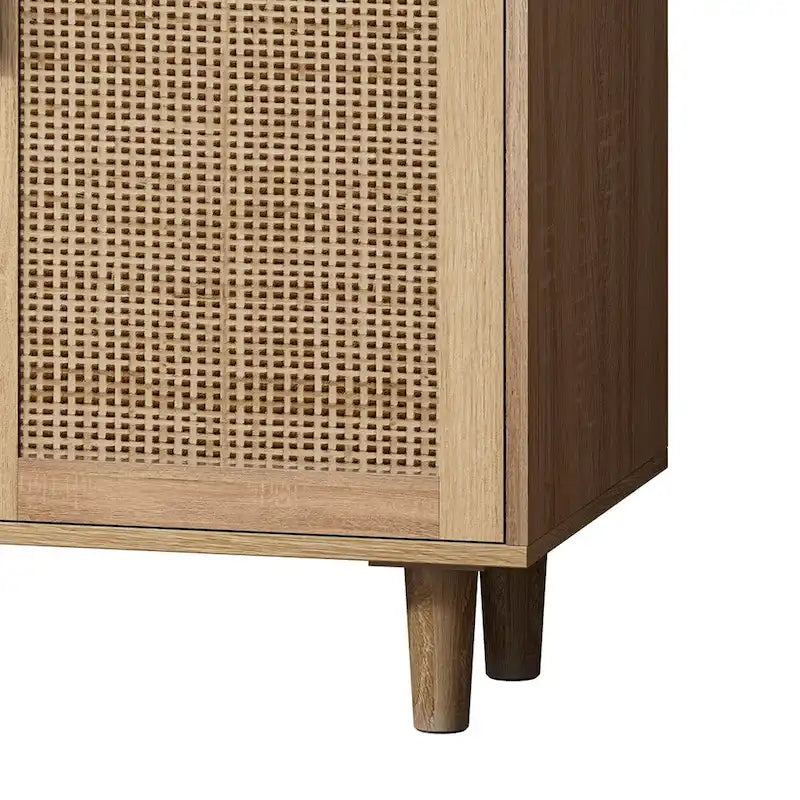 62.20 Armoire de Rangement Décorative en Rotin à 4 Portes, Élégante et Fonctionnelle, pour Chambre, Salon, Bureau, Montage Facile
