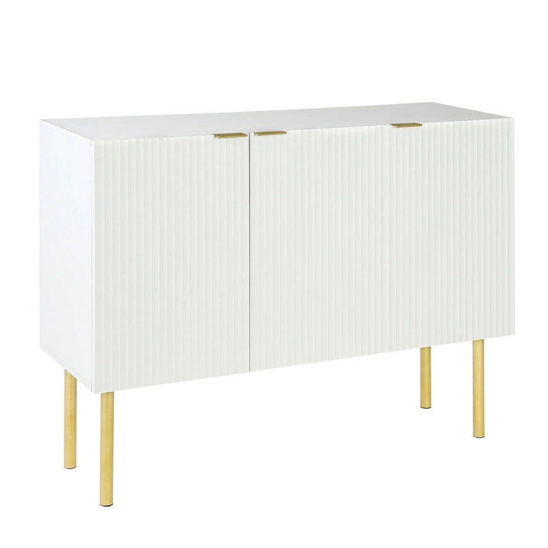 Buffet avec pieds, poignées et étagères réglables en métal doré – 119 L x 42 P x 90 H cm