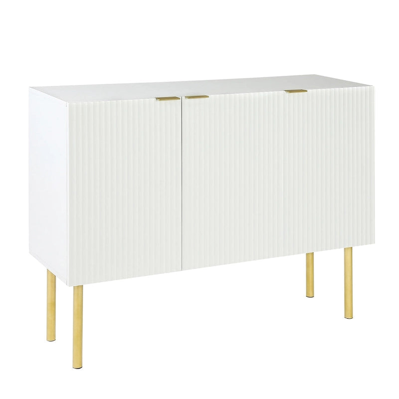 Buffet avec pieds, poignées et étagères réglables en métal doré – 119 L x 42 P x 90 H cm