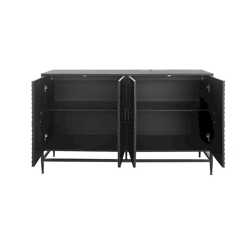 Meuble de rangement en bois avec portes vitrées et étagères