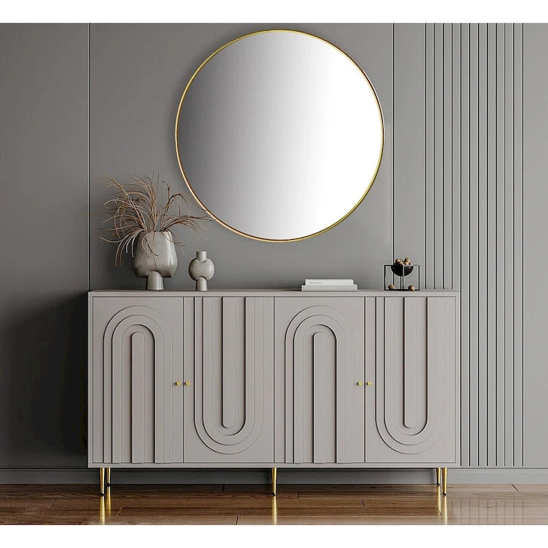 Meuble de rangement en bois avec portes vitrées et étagères