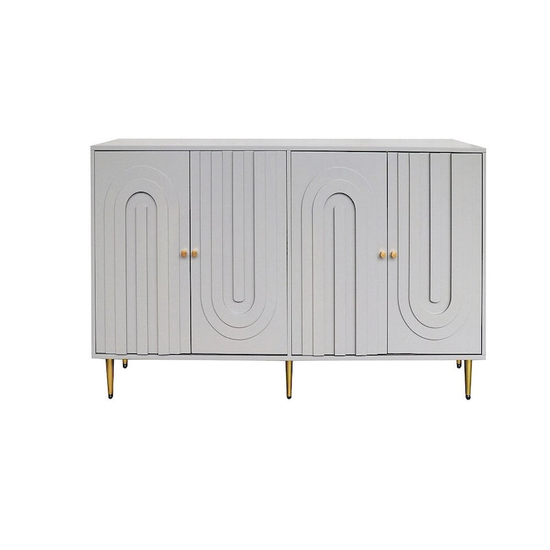 Meuble de rangement en bois avec portes vitrées et étagères