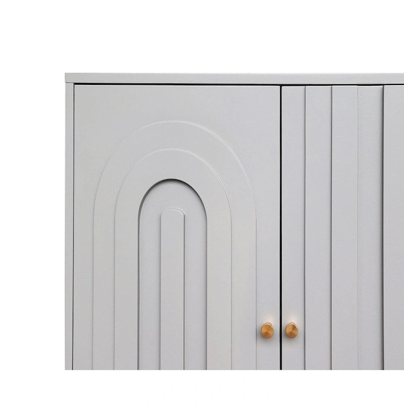 Meuble de rangement en bois avec portes vitrées et étagères