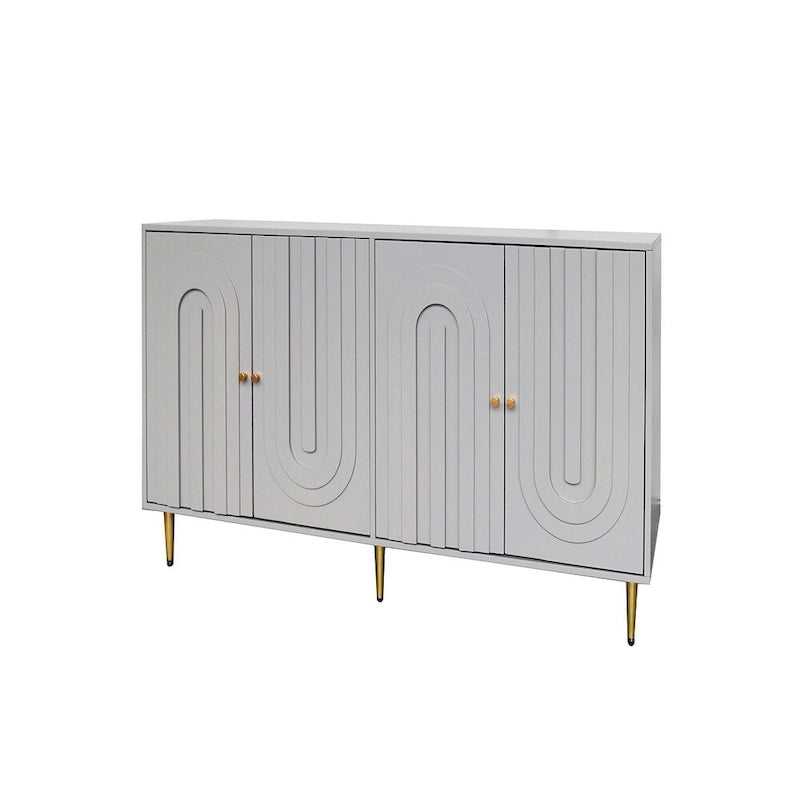 Meuble de rangement en bois avec portes vitrées et étagères