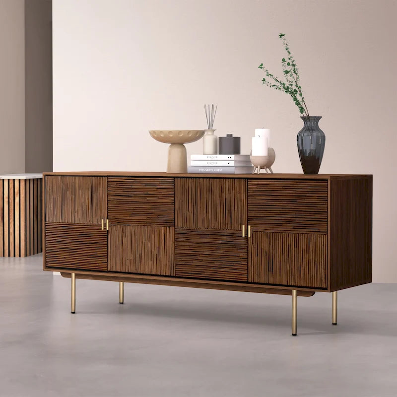 Meubles de rangement Studio London en bois d'acacia et rotin à tiroirs