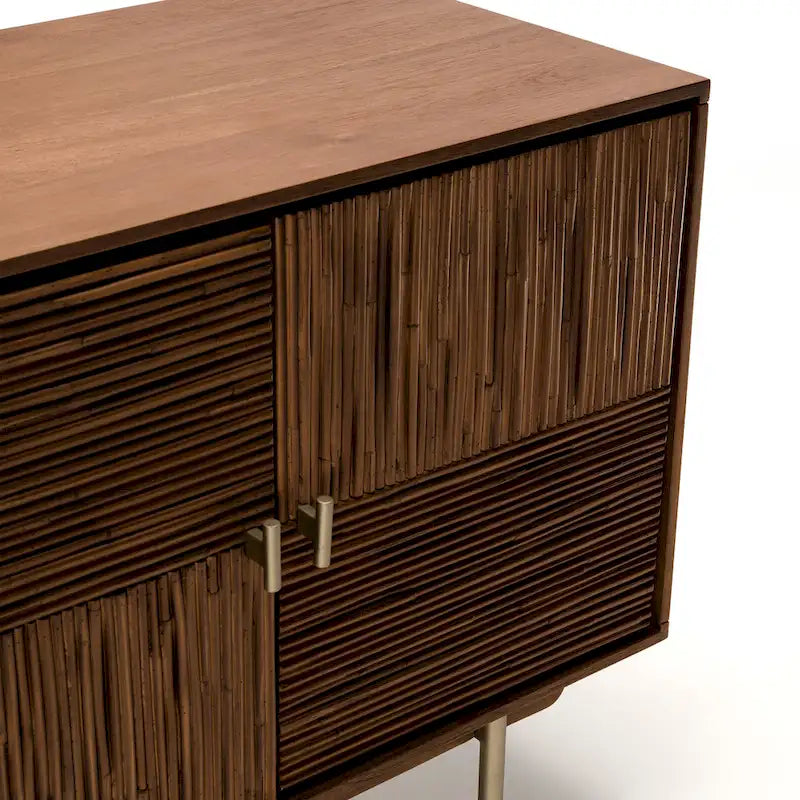Meubles de rangement Studio London en bois d'acacia et rotin à tiroirs