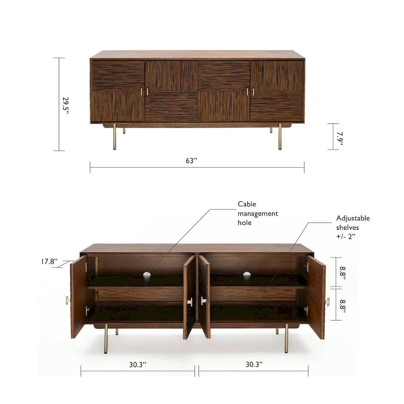 Meubles de rangement Studio London en bois d'acacia et rotin à tiroirs