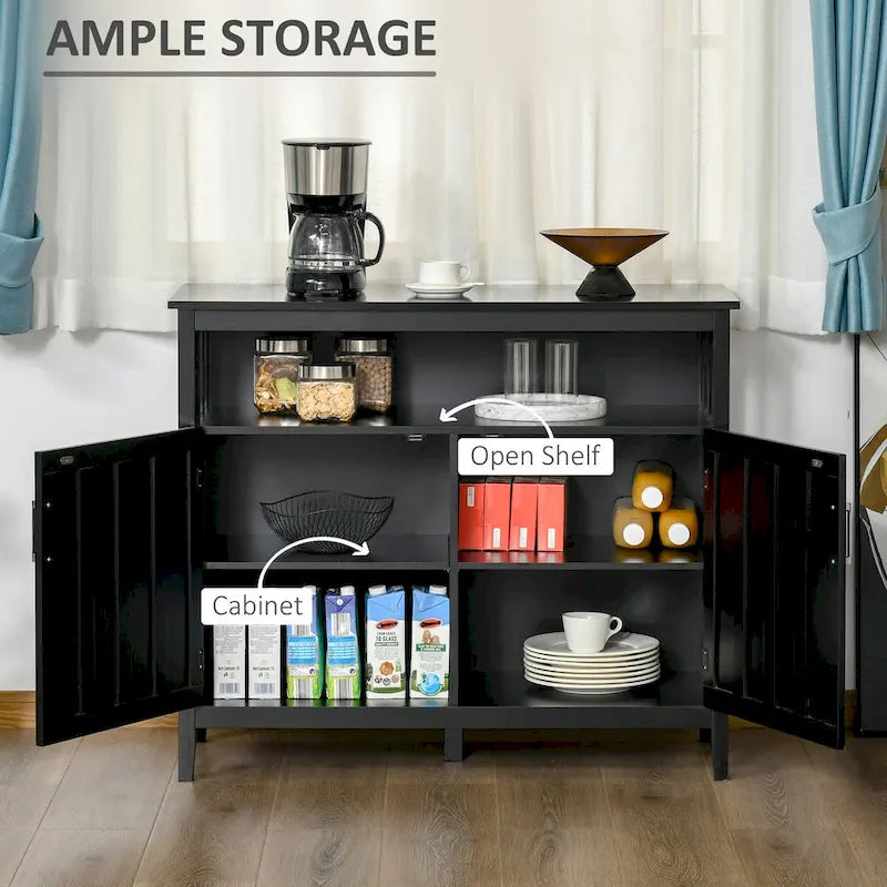 Buffet vaisselier avec 2 portes et étagères réglables