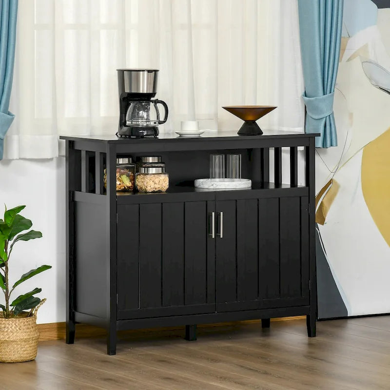 Buffet vaisselier avec 2 portes et étagères réglables