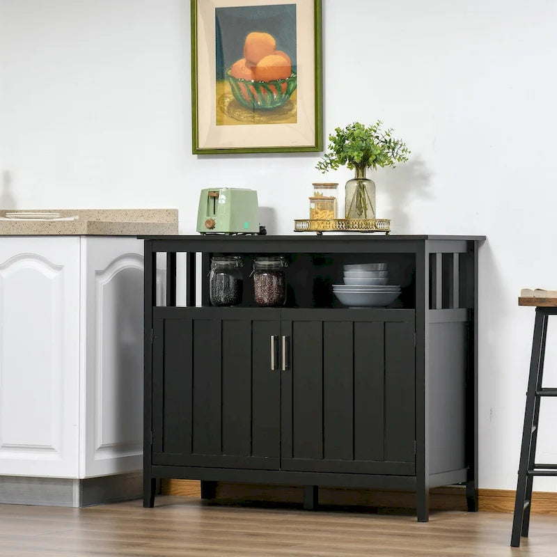 Buffet vaisselier avec 2 portes et étagères réglables