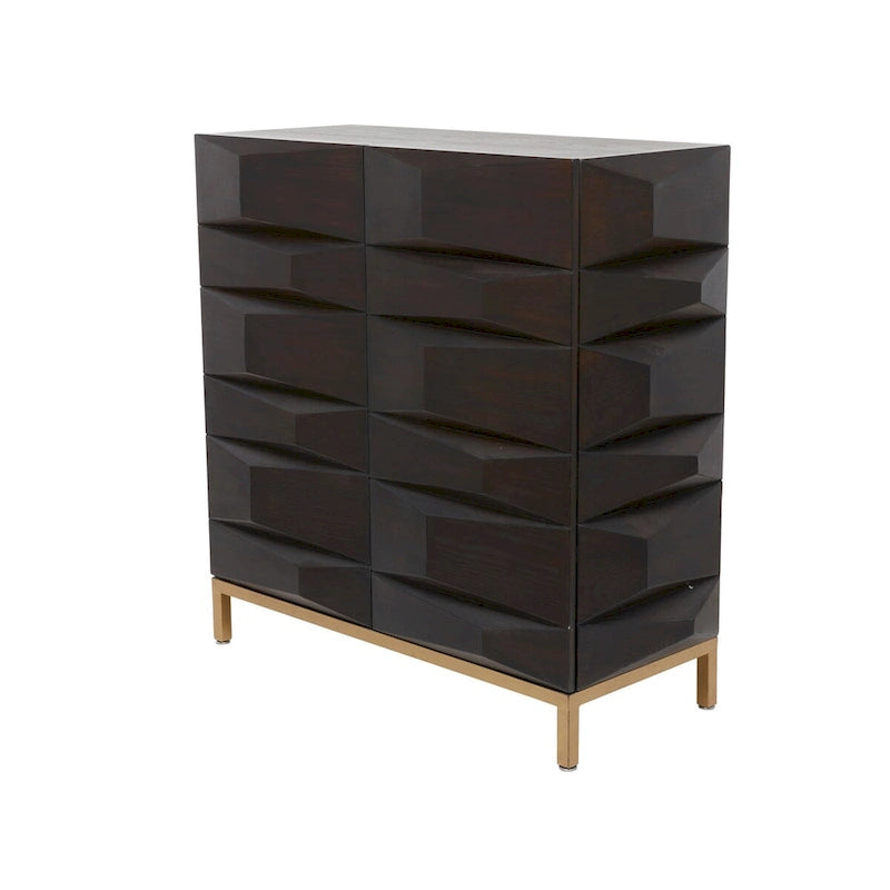 Meuble de rangement géométrique en bois 1 étagère et 2 ou 4 portes - Marron - Décor Roche River