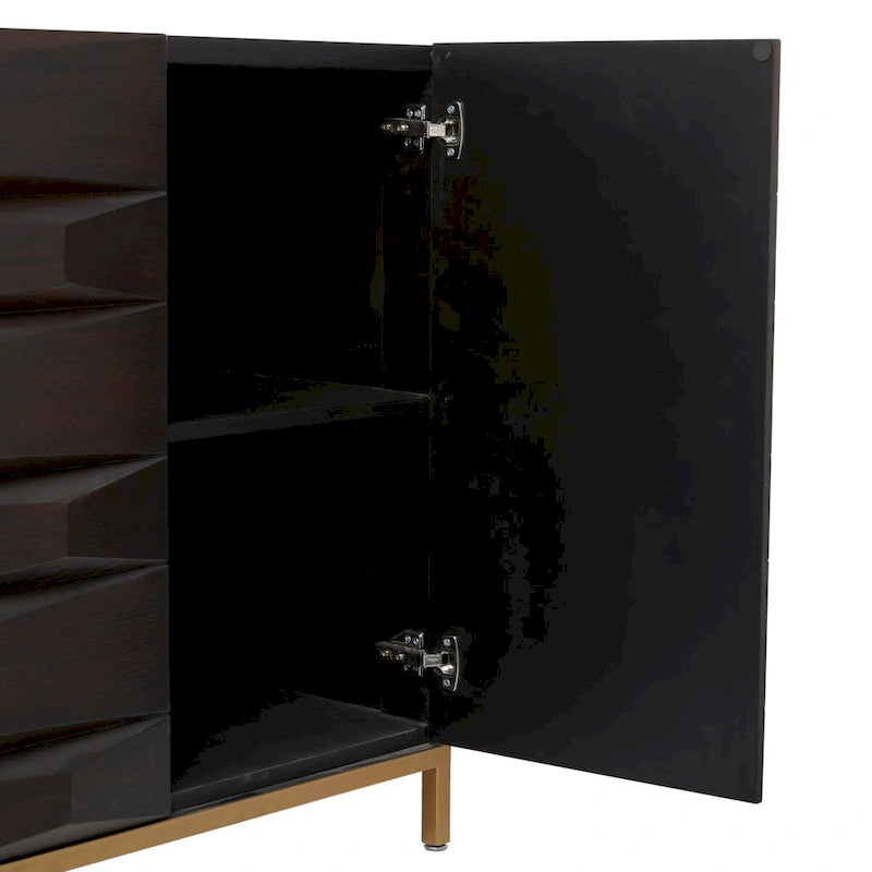 Meuble de rangement géométrique en bois 1 étagère et 2 ou 4 portes - Marron - Décor Roche River