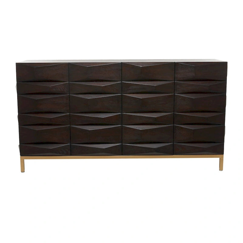 Meuble de rangement géométrique en bois 1 étagère et 2 ou 4 portes - Marron - Décor Roche River