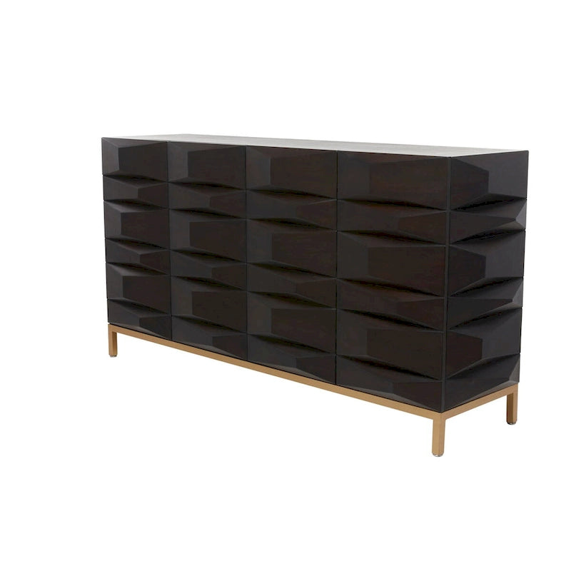 Meuble de rangement géométrique en bois 1 étagère et 2 ou 4 portes - Marron - Décor Roche River