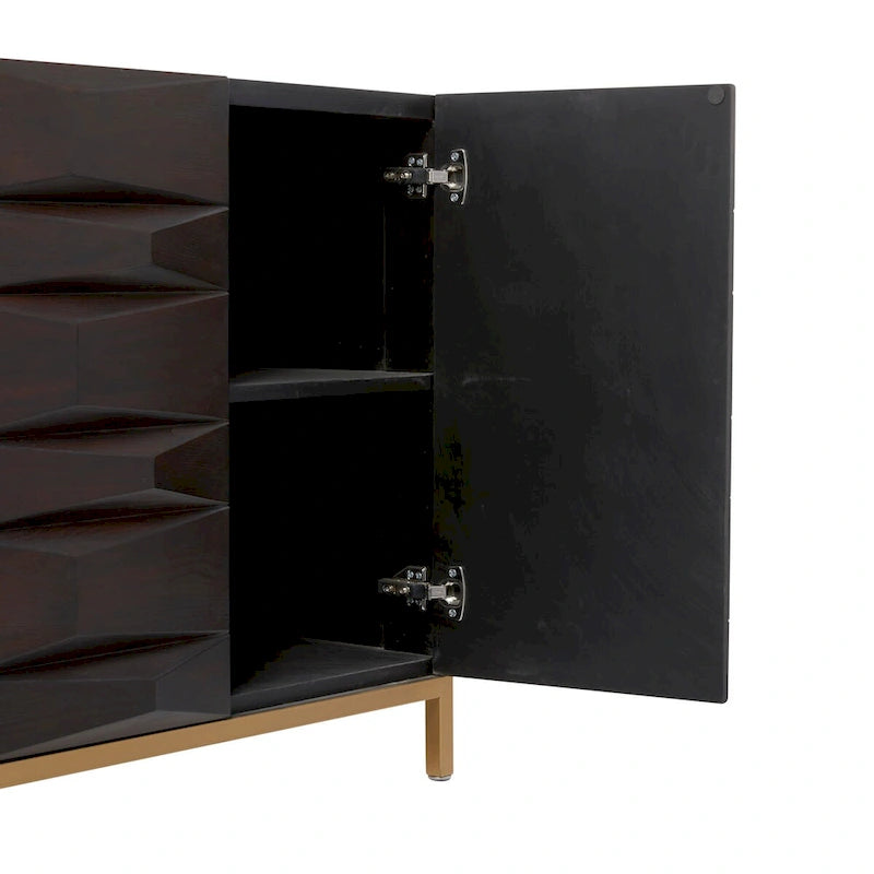 Meuble de rangement géométrique en bois 1 étagère et 2 ou 4 portes - Marron - Décor Roche River