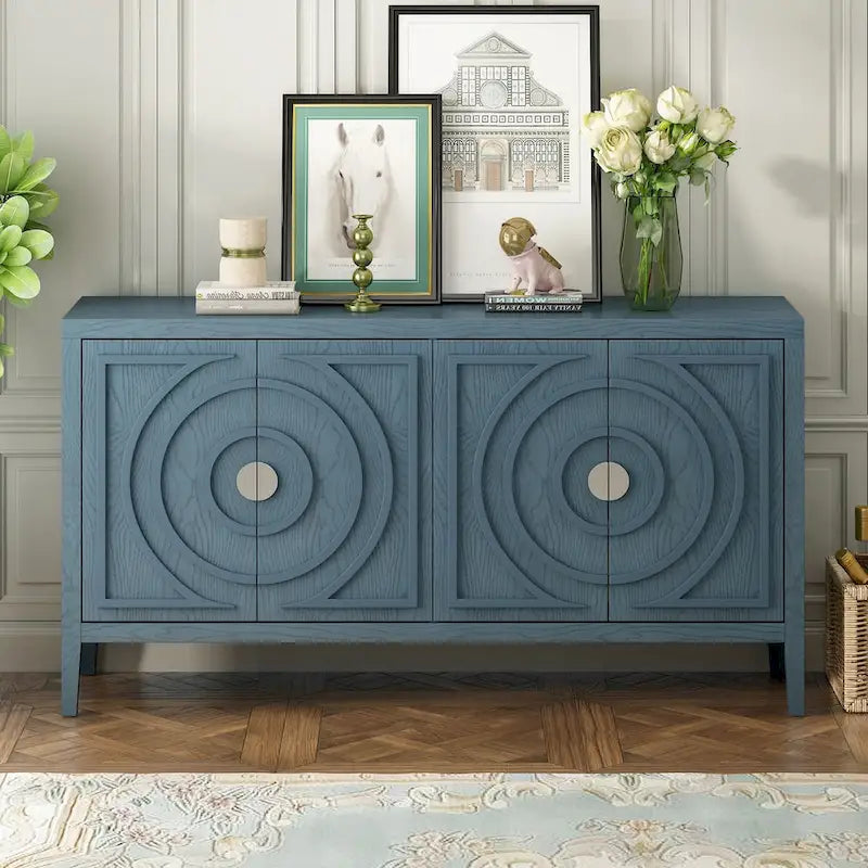 Porte de buffet rétro avec rainure circulaire, poignée de porte ronde en métal pour entrée, salle à manger, salon