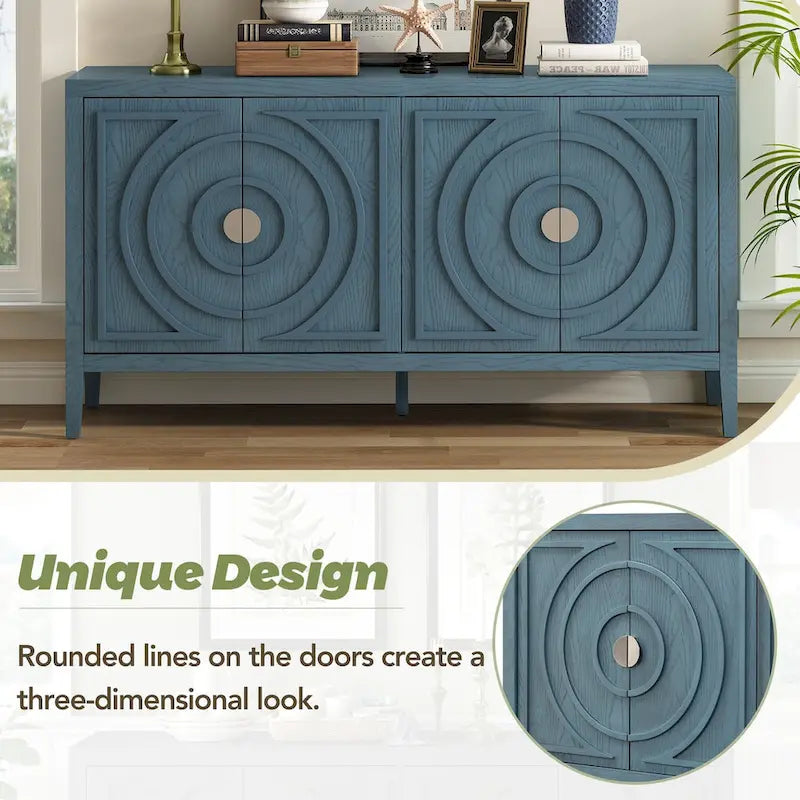 Porte de buffet rétro avec rainure circulaire, poignée de porte ronde en métal pour entrée, salle à manger, salon